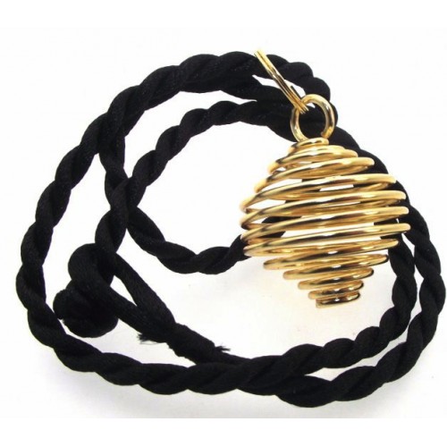 Gold Coloured Spiral Gem Keeper Cage Pendant